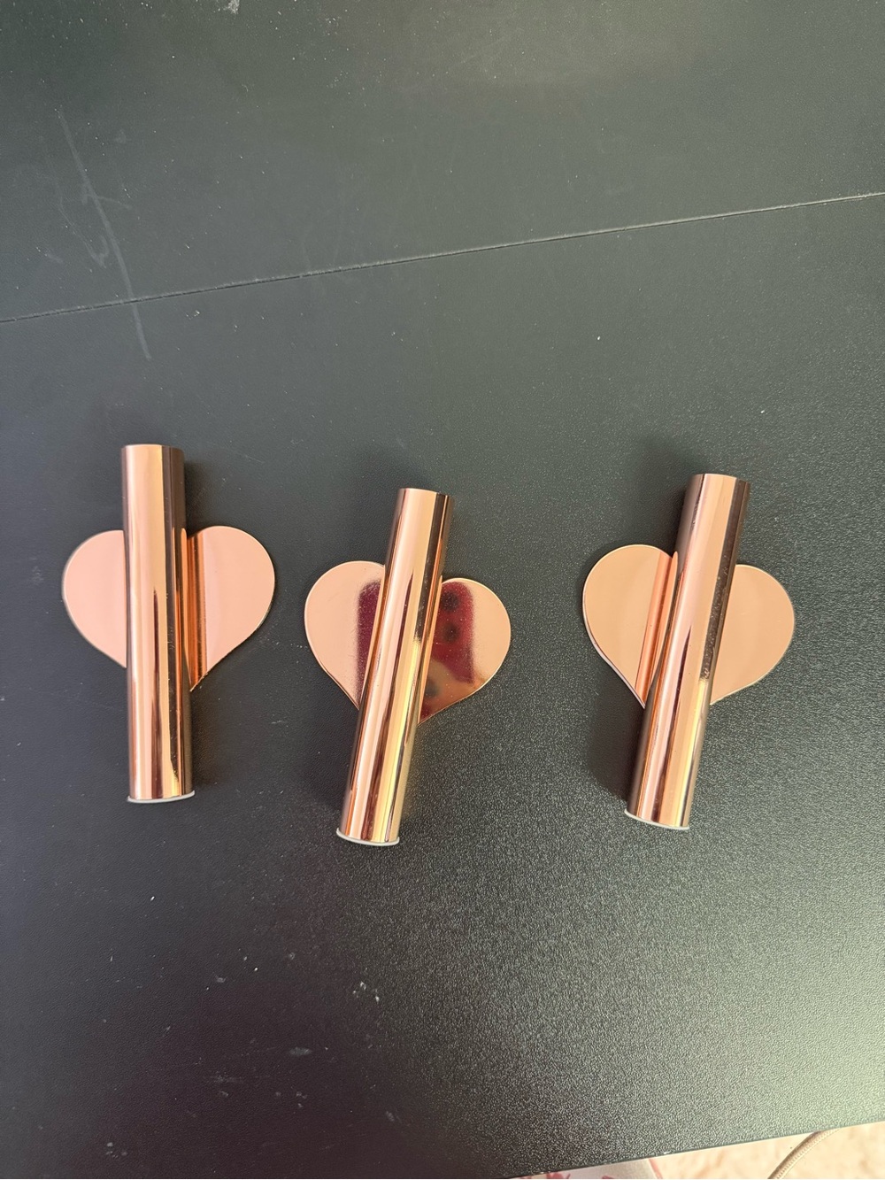 SHEIN Rose Gold Heart Wall Hooks or decor holder- 3 Pack